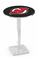 New Jersey Devils Chrome Bar Table with Square Base
