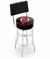 New Jersey Devils Chrome Double Ring Swivel Barstool with Back