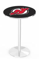 New Jersey Devils Chrome Pub Table with Round Base
