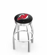 New Jersey Devils Chrome Swivel Barstool with Ribbed Accent Ring