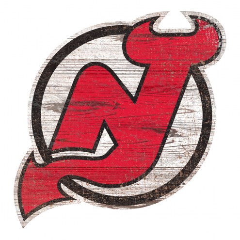 New Jersey Devils Distressed Logo Cutout Sign