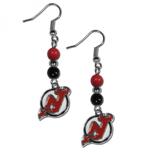 New Jersey Devils Fan Bead Dangle Earrings