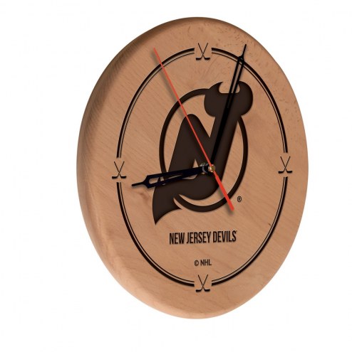 New Jersey Devils Laser Engraved Wood Clock