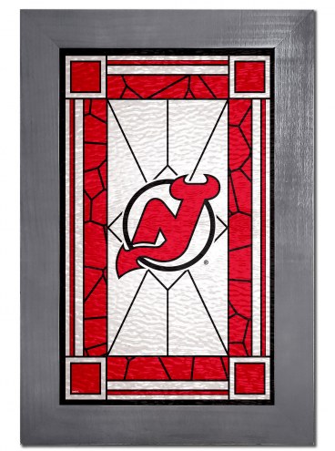 New Jersey Devils Stained Glass with Frame