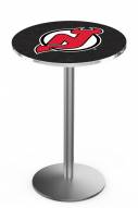 New Jersey Devils Stainless Steel Bar Table with Round Base