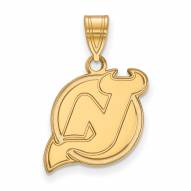 New Jersey Devils Sterling Silver Gold Plated Medium Pendant