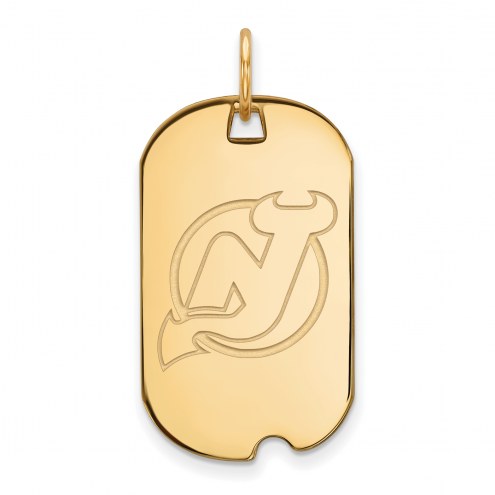New Jersey Devils Sterling Silver Gold Plated Small Dog Tag Pendant