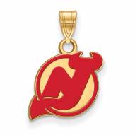 New Jersey Devils Sterling Silver Gold Plated Small Enameled Pendant