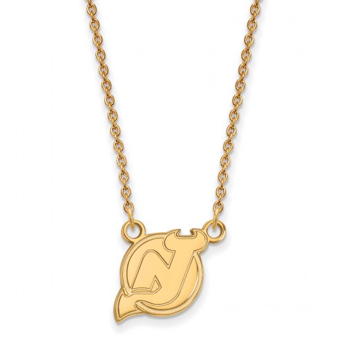 New Jersey Devils Sterling Silver Gold Plated Small Pendant Necklace