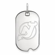 New Jersey Devils Sterling Silver Small Dog Tag Pendant