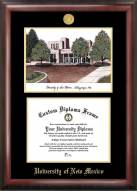 New Mexico Lobos Gold Embossed Diploma Frame with Campus Images Lithograph