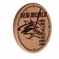 New Mexico Lobos Laser Engraved Wood Clock