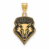 New Mexico Lobos Sterling Silver Gold Plated Large Enameled Pendant