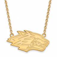 New Mexico Lobos Sterling Silver Gold Plated Large Pendant Necklace