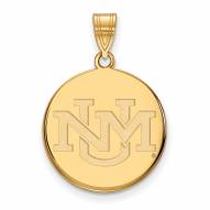 New Mexico Lobos Sterling Silver Gold Plated Large Pendant