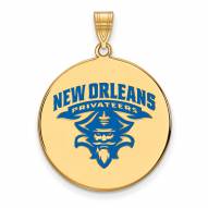 New Orleans Privateers Sterling Silver Gold Plated Extra Large Enameled Disc Pendant