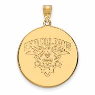 New Orleans Privateers Sterling Silver Gold Plated Extra Large Disc Pendant