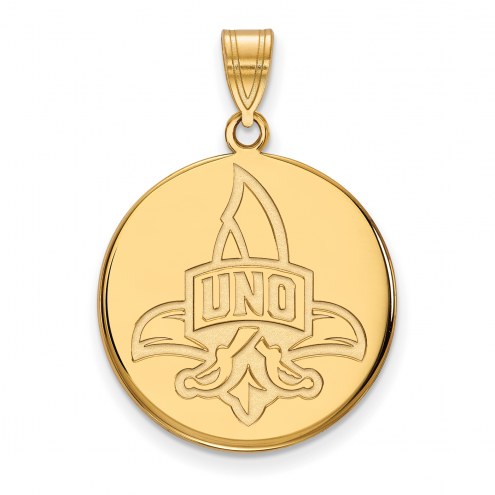 New Orleans Privateers NCAA Sterling Silver Gold Plated Large Disc Pendant