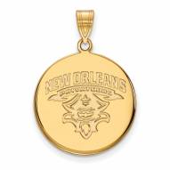New Orleans Privateers Sterling Silver Gold Plated Large Disc Pendant