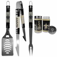New Orleans Saints 3 Piece Tailgater BBQ Set and Salt and Pepper Shaker Set