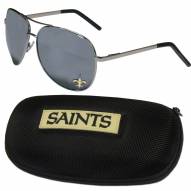 New Orleans Saints Aviator Sunglasses and Zippered Carrying Case