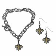 New Orleans Saints Chain Bracelet & Dangle Earring Set