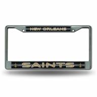 New Orleans Saints Chrome Glitter License Plate Frame
