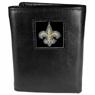 New Orleans Saints Deluxe Leather Tri-fold Wallet in Gift Box