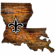 New Orleans Saints Distressed State with Logo Sign