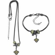 New Orleans Saints Euro Bead Necklace & Bracelet Set