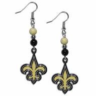 New Orleans Saints Fan Bead Dangle Earrings