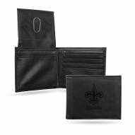 New Orleans Saints Laser Engraved Black Billfold Wallet