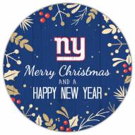 New York Giants 12" Merry Christmas & Happy New Year Sign