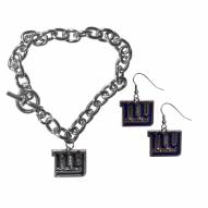 New York Giants Chain Bracelet & Dangle Earring Set