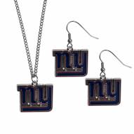 New York Giants Dangle Earrings and Chain Necklace Set