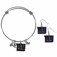 New York Giants Dangle Earrings & Charm Bangle Bracelet Set