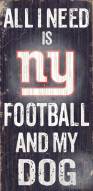 New York Giants Football & Dog Wood Sign