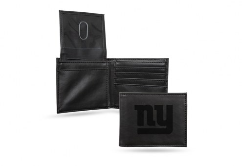 New York Giants Laser Engraved Black Billfold Wallet