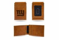 New York Giants Laser Engraved Brown Front Pocket Wallet