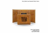 New York Giants Laser Engraved Brown Trifold Wallet
