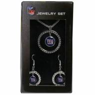 New York Giants Rhinestone Hoop Jewelry Set