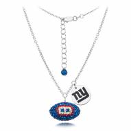 New York Giants Silver Necklace w/Crystal Football