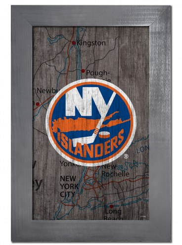 New York Islanders 11&quot; x 19&quot; City Map Framed Sign