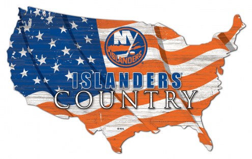 New York Islanders 15&quot; USA Flag Cutout Sign