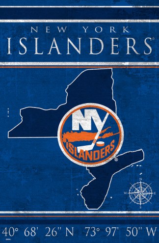 New York Islanders 17&quot; x 26&quot; Coordinates Sign