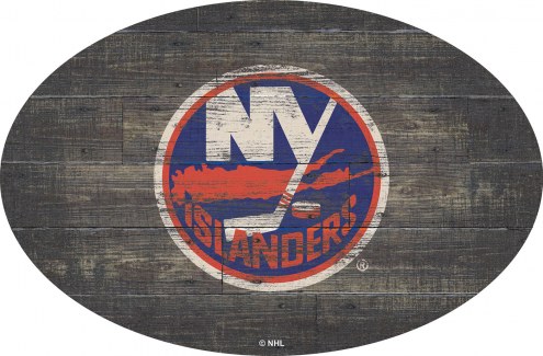 New York Islanders 46&quot; Distressed Wood Oval Sign