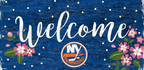 New York Islanders 6&quot; x 12&quot; Floral Welcome Sign