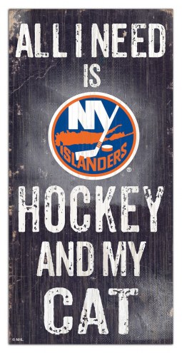 New York Islanders 6&quot; x 12&quot; Hockey & My Cat Sign