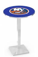 New York Islanders Chrome Bar Table with Square Base