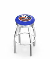 New York Islanders Chrome Swivel Barstool with Ribbed Accent Ring